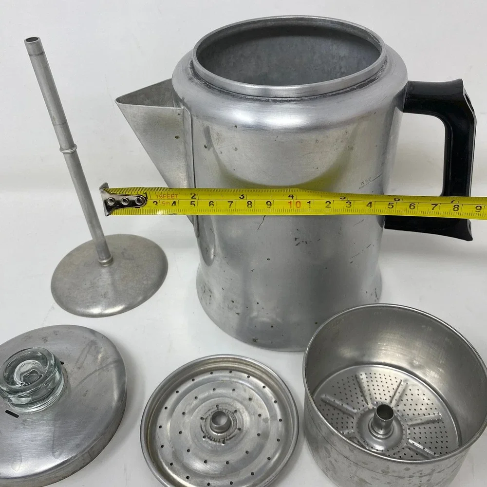 Mirro Percolator Silver Aluminum Vintage Stovetop Coffee Pot M-0809